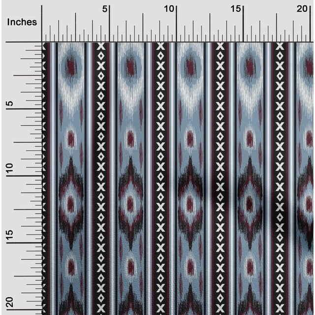 oneOone Polyester Lycra Fabric Stripe & Geometric Ikat Print Fabric By Yard 56 Inch Wide