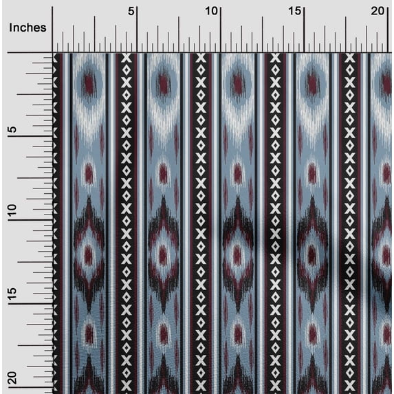 oneOone Cotton Silk Fabric Stripe & Geometric Ikat Decor Fabric Printed BTY 42 Inch Wide