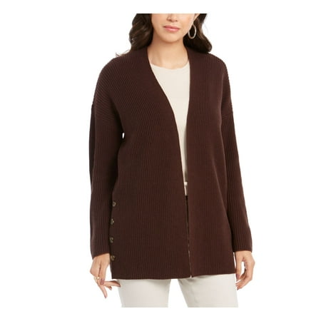 STYLE & COMPANY Womens Brown Long Sleeve Open Cardigan Sweater Petites Size: PL