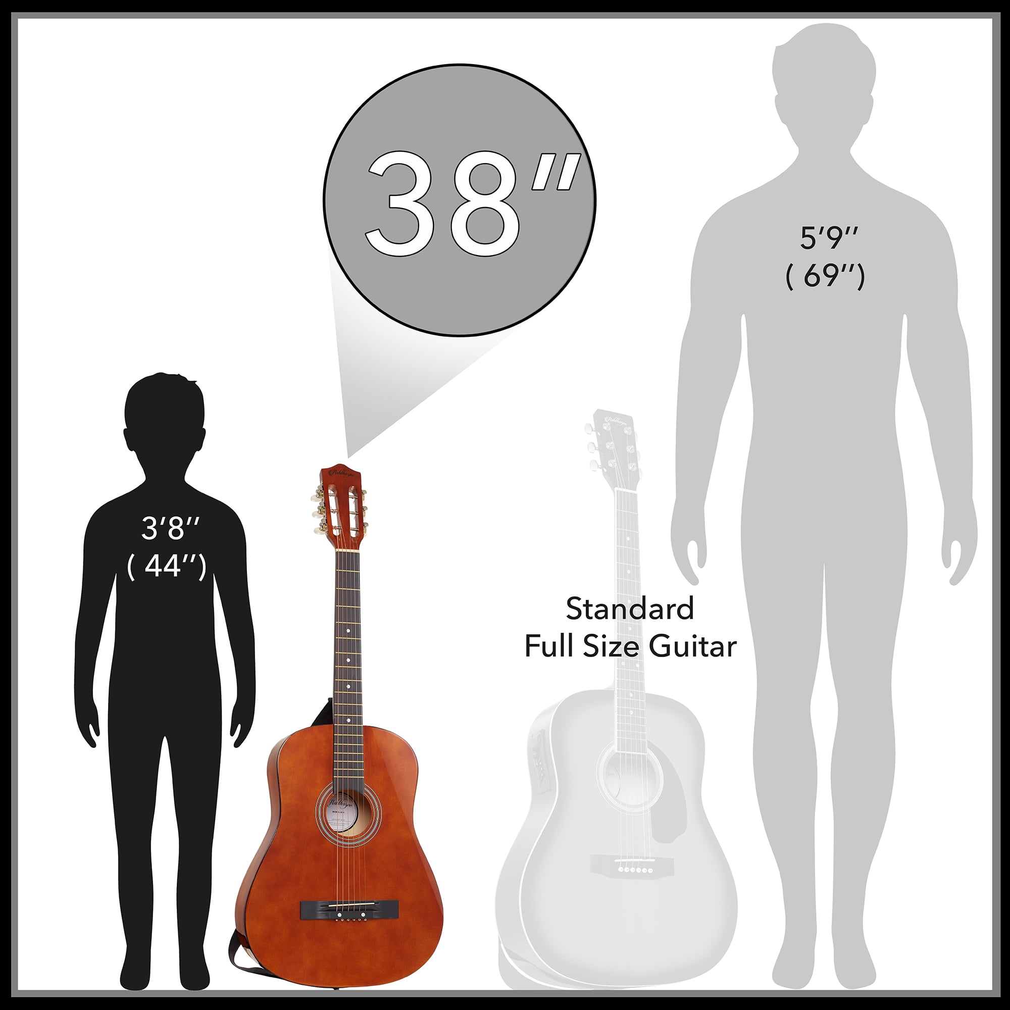 Ashthorpe 38-Inch Beginner Acoustic Guitar - Brown, Complete Starter Kit with Gig Bag, Extra Strings, Strap, and Lessons