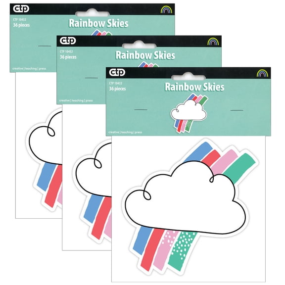 Creative Teaching Press Rainbow Skies 6" Designer Cut-Outs, 108 Pieces