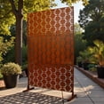 thumbnail image 2 of Tcbosik Metal Outdoor Privacy Screen, Freestanding Privacy Fence Panel for Patio, Garden, Balcony, Modern Decorative Divider, 76"H x 48"W, Rust Red, 2 of 9