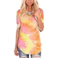 thumbnail image 2 of Qarigey Camiseta de mujer con cuello en V de manga corta Camiseta de mujer con cuello en V Top Tie Dye Blusa informal de verano Prendas para la parte del cuerpo Rojo SG Qarigey AP003160-22, 2 of 6