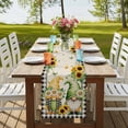 thumbnail image 4 of Table Runners 70 Inches Long Dress Scarves, Sunflower Gnomes Farmhouse Coffee/Dining/Kitchen Table Decor, Holiday Table Runner, Spring Farmhouse Vintage Daisy Floral Leaf 13x70 Inch, 4 of 9