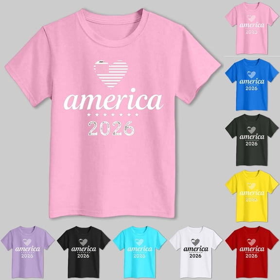 Ulanda 4th of July Shirts Toddler Baby Boys Girls Funny Patriotic T-Shirts Kids USA Flag Independence Short Sleeve Tee Tops (Blue, 2-3 Years)