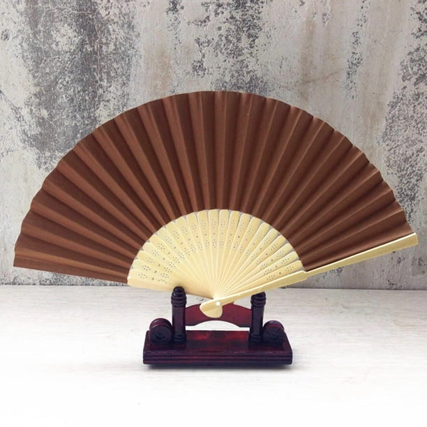 Patrón plegable danza boda fiesta encaje seda plegable mano color sólido ventilador