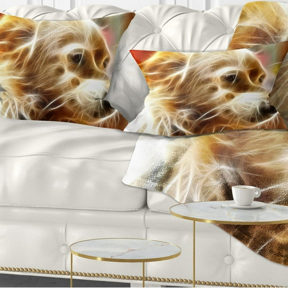 Designart Glowing Brown Dog Head - Animal Throw Pillow - 12x20
