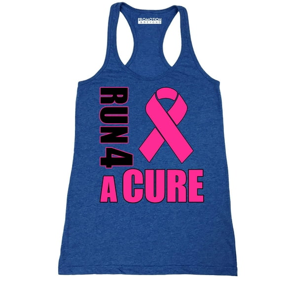 Promotion & Beyond Run For A Cure Breast Cancer Awareness Women's Tank Top, L, H. Royal