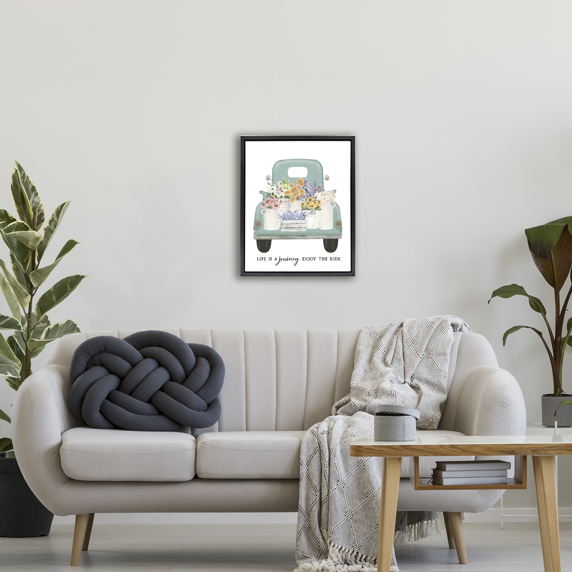 Enjoy The Ride Truck Black Framed Floater Canvas Wall Art, design by Lettered and Lined