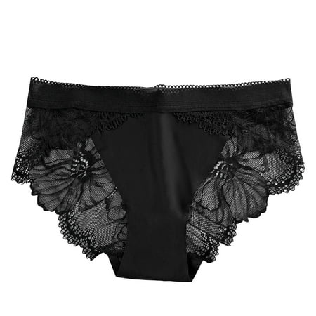 vigerkar Sexy Underwear Lace Panties for Women Bikini Underwear Hipster Underpants Lace Soft Breathe Briefs Black  XL