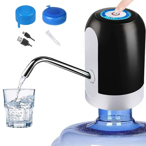 Dispensador de agua de 5 galones – Bomba de botella de agua con tapas reutilizables para tapa de rosca o corona, dispensador de jarra de agua con carga USB para botella universal de 2 a 5 ga