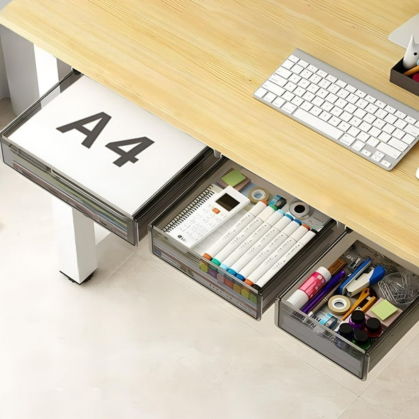 Organizador de almacenamiento para debajo de la mesa, cajón, SVNNELP, paquete de 3