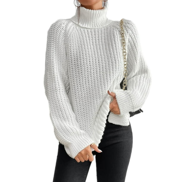 Mujer Mujer Sueteres Casual Cuello alto Sueter Sueter Tops Comodo Uso diario Hugtrwg Para estrenar Bodega Aurrera en linea