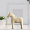 thumbnail image 4 of Figura de caballo de madera de pino resistente pintada a mano, estatua de caballo de color puro simple para mesa de oficina familiar, color beige S, 4 of 10