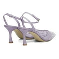 thumbnail image 3 of XYD Women Sheer Mesh Pointed Toe Pumps Crystal Ankle Strap Mid Thin Heels Graceful Evening Bridal Shoes Size 15.5 Light Purple, 3 of 4