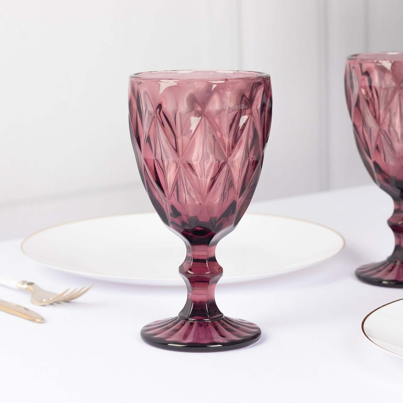 BalsaCircle 6 Dusty Rose 12 oz Crystal Reusable Glass Wine Glasses Goblets Wedding Party Events Decorations Supplies