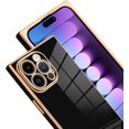 thumbnail image 2 of Case for iPhone 12 Pro Max Case Cute Plating Gold Case for Women Girls Soft TPU Shockproof Raised Full Camera Protection Electroplate Bumper Cover for iPhone 12 Pro Max-Black, 2 of 8