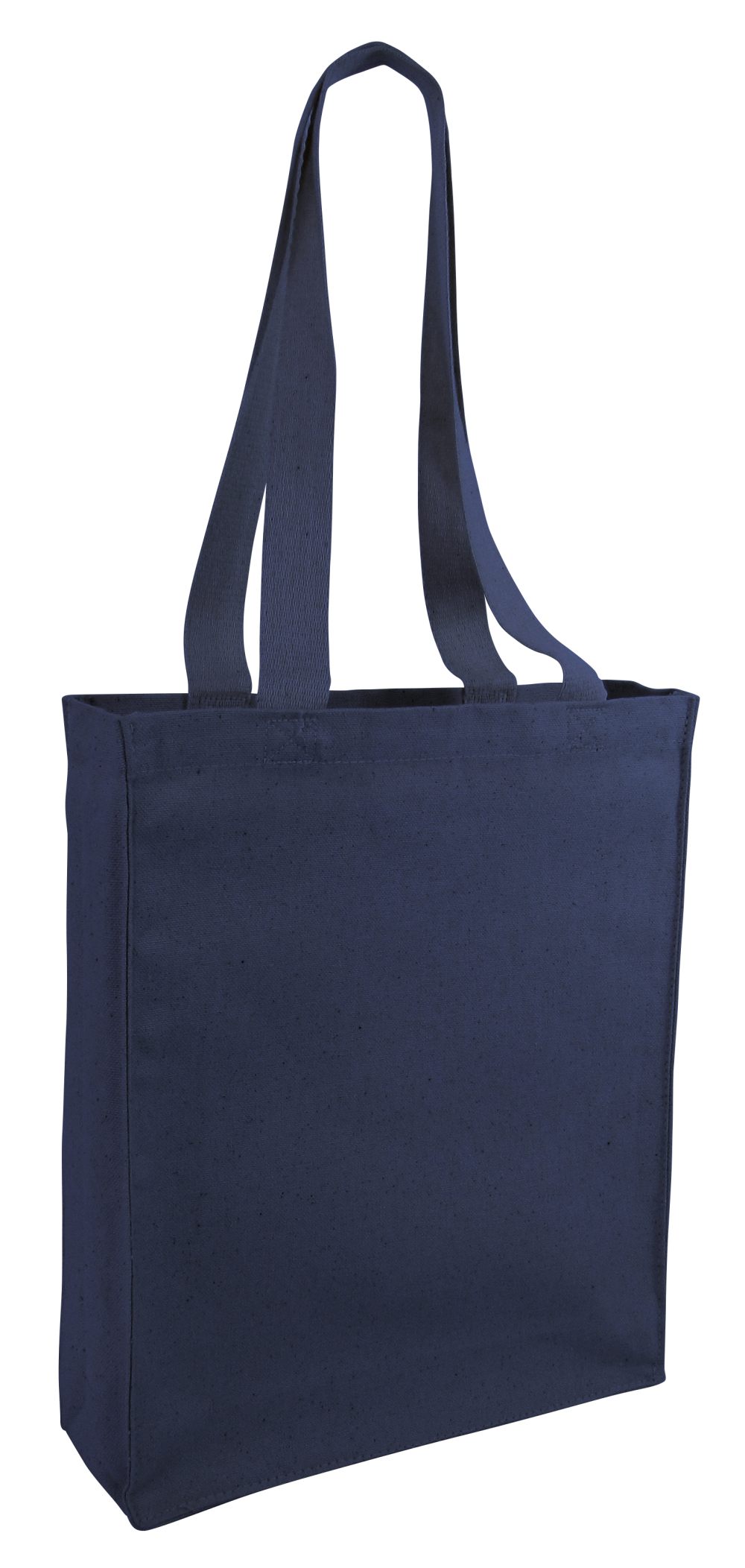 (1 Dozen)12 Pack Reusable Canvas Tote Bag / Book Bag with Gusset (Navy)
