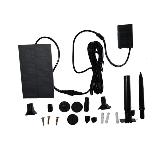 Yuarrent Bomba de fuente solar para exteriores, giratoria, mejorada, 4 boquillas, decoración con estaca, estanque decorativo para baño de Jardín y Patio 3.5W