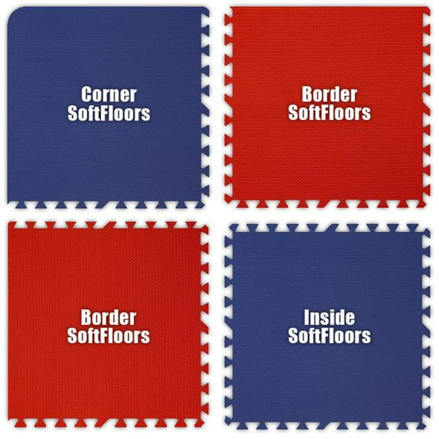 Alessco SFRBRD1010 SoftFloors - Damier Royal Bleu & Rouge -10 x 10 Set