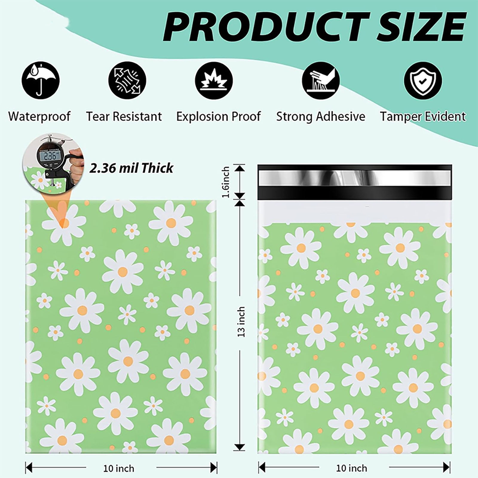 Floral Poly Mailers 10x13 Inch 100Pcs, Self-Seal Mailing Envelopes for Clothing & Small Business, Strong Adhesive Shipping Bags