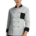 thumbnail image 2 of GrmtClth Chef Coat Men Double-Breasted Personalized Cook Jacket Long Sleeve Comfy Soft Restaurant Uniform Light Gray 4XL, 2 of 5