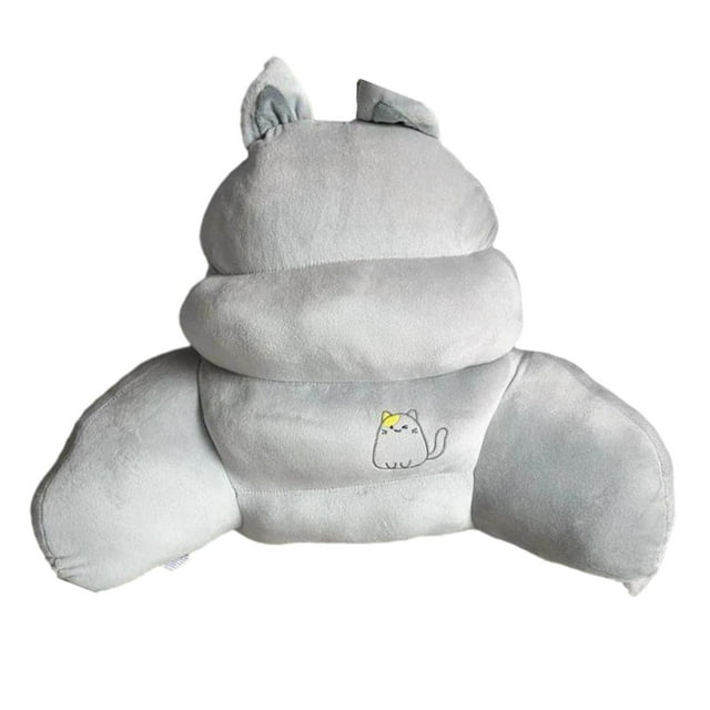 Cojín de respaldo para silla con brazos, almohada de cintura para la comodidad de la cama, respaldo de felpa Gris