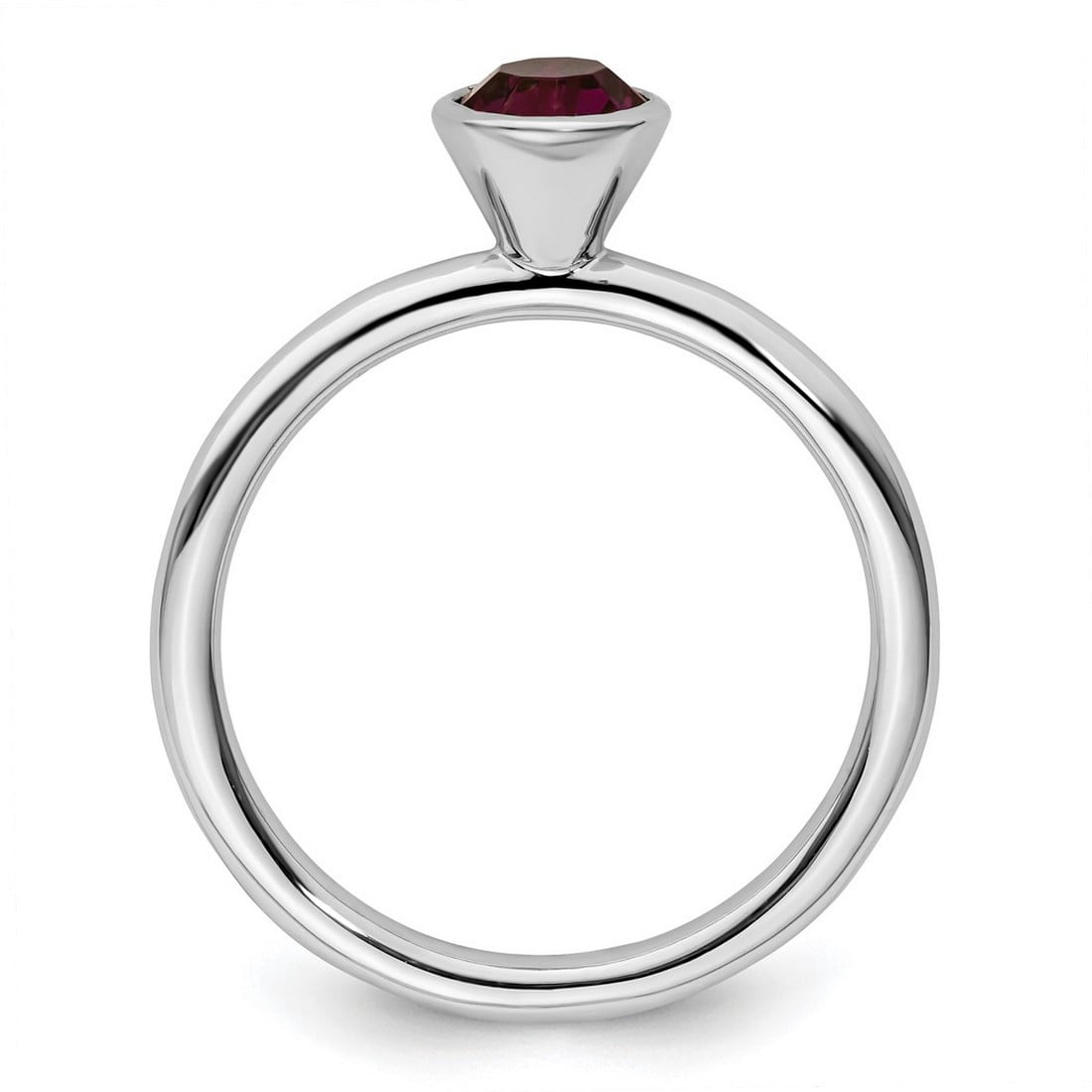 925 Sterling Silver Bezel Polished Stackable High 5mm February Crystal Ring Size 7 Stackable Ring for Women