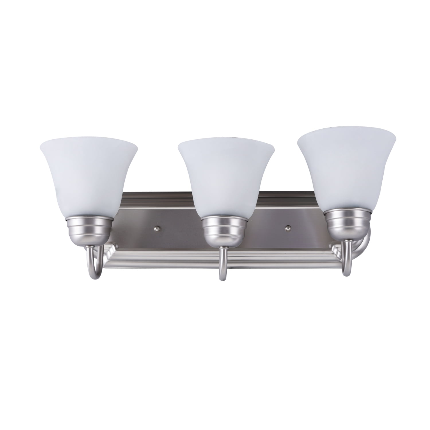 Mainstays 19.69in Classic LED Bathroom Vanity Light for Mirrors, 3 Alabaster Shades E26 Base, Satin