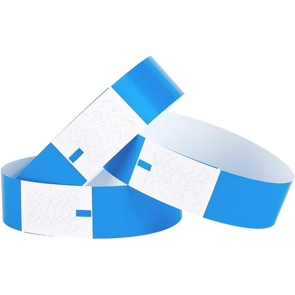 300Pcs Blue Event Wristbands Bulk Party Armbands Waterproof Lightweight Neon Paper Bracelets Adhesive Colored ID Hand Labels Indexes for Events Concerts Festivals Admission Identification Blue