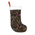 thumbnail image 2 of Daiia Decorative Feathers Print Christmas Stocking，18"Large Knitted Xmas Stocking for Kids, Family Stocking for Fireplace Christmas Holiday Party Decoration, 2 of 7