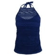 thumbnail image 2 of Island Escape NAVY Sky High Neck Crochet Tankini Swim Top, US 8, 2 of 2
