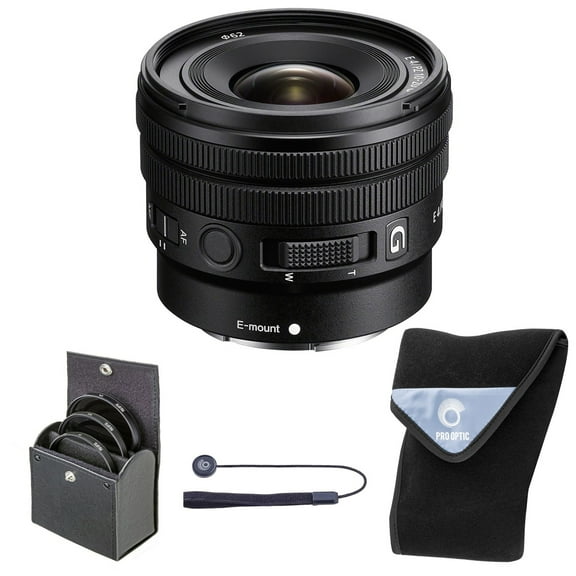 Sony E PZ 10-20mm f/4 G Lens, Bundle with 62mm Digital Essentials Filter Kit and 15x15" Lens Wrap