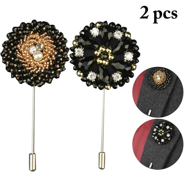 2 Pcs Épingle de Revers Strass Mode Créative Épingle de Corsage Épingle Broche de Revers pour Hommes