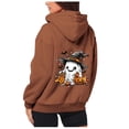 thumbnail image 2 of FASHOFT Zip Up Hoodie Women Oversized Halloween Graphic Fleece Jacket with Pockets Funny Ghost Spooky Season Sweatshirt Coffee XXXL, 2 of 2