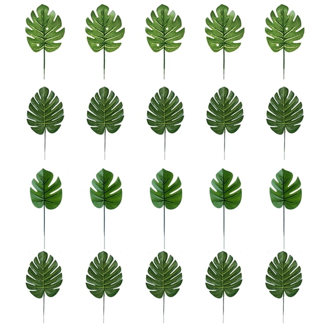 Coofit Artificial Leaves Stems Realistic 20PCS Fake Leaf Faux Greenery Leaf for Home