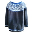 thumbnail image 4 of Vintage Fair Isle Knit Sweater for Women Fall Long Sleeve Pullovers Lightweight Top Sweaters Blue L, 4 of 4