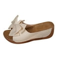 thumbnail image 2 of Bkhluea Women's Bow Sandals Square Open Toe Slip on Dressy Summer Sandals Wedge Sandals Platform Slides Platform Espadrilles Sandals, 2 of 7