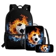 thumbnail image 3 of KUIFORTI Backpack Combo Set for Girls Boys Kids, 3Pcs Bookbag with Pencil Case for School, 17 Inch Schoolbag with Lunch Bag for Camping Outing, Fire Soccer, 3 of 7