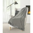 thumbnail image 5 of LR Home Light Gray Shag Diamond Lightweight Cotton Throw Blanket, 50" x 60", 5 of 9