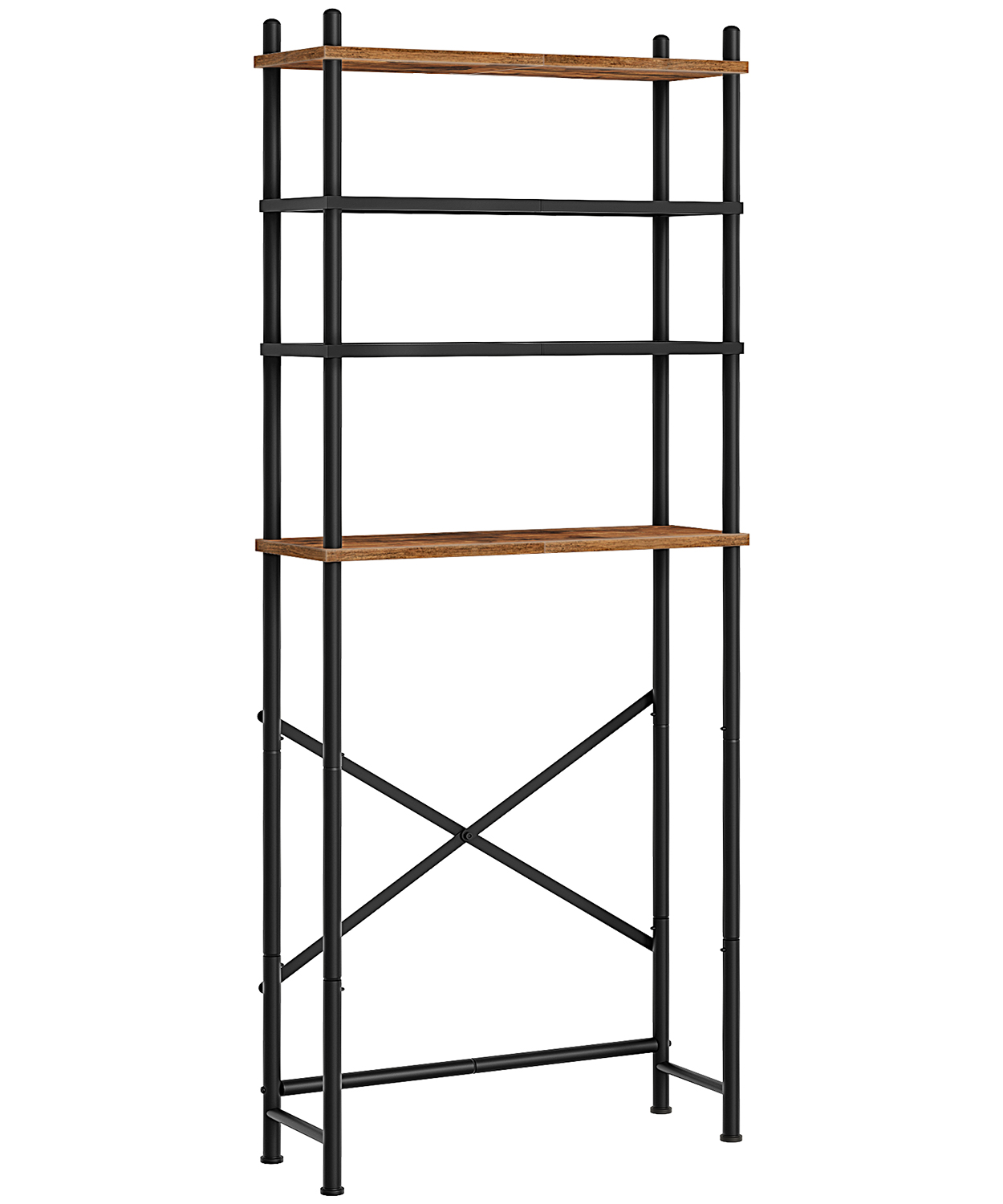 HOOBRO 4-Tier Over The Toilet Shelf, Rustic Brown and Black