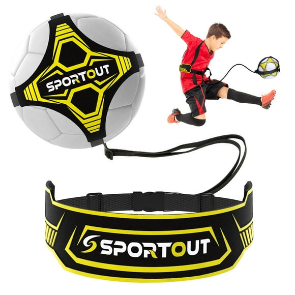 Sportout Volleyball/Soccer Training Equipment, Solo Trainer, Adjustable Waist Belt for Kids & Adults (Yellow-New)