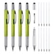 thumbnail image 1 of 4 piezas 6 en 1 herramienta multifuncional bolígrafo regalos para hombres con bolígrafo, regla, destornillador, stylus, Verde, 1 of 5