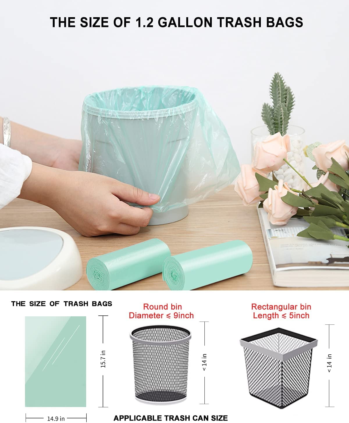 1.2 Gallon 80 Counts Strong Trash Bags Garbage Bags, Bathroom Trash Can Bin  Liners, Small Plastic Bags for home office kitchen, fit 5-6 Liter, 0.8-1.6  and 1-1.5 Gal, Clear - Yahoo Shopping