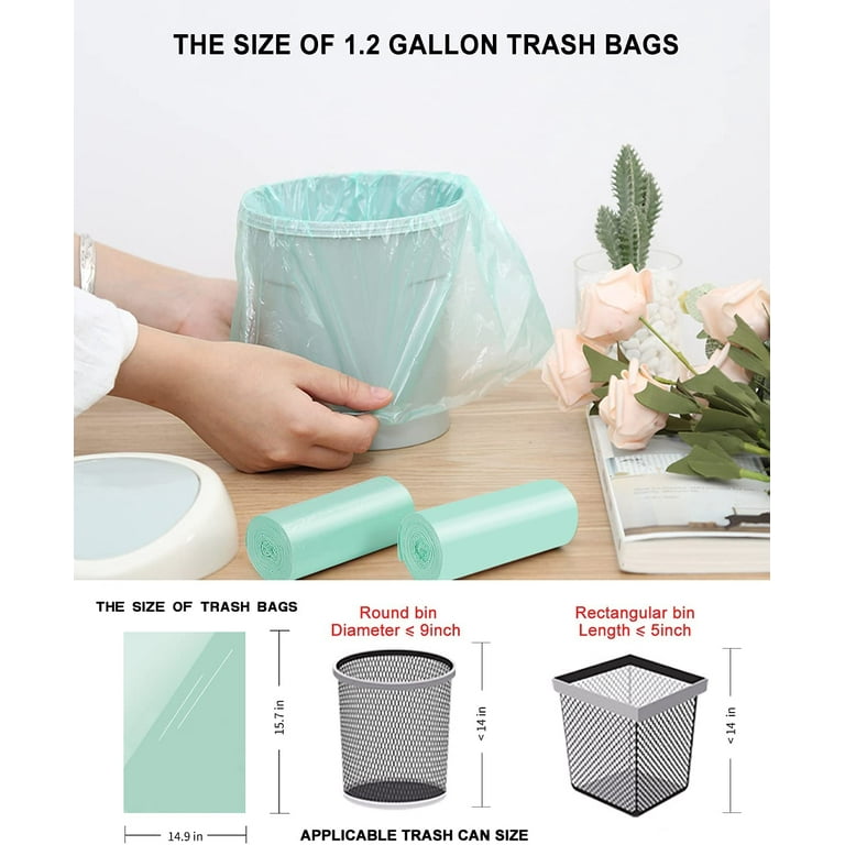 1.2-1.5 Gallon/180pcs Small Wastebasket Trash Bags Black Garbage Bag,Thin  Material, Bedroom Office Trash Can Liners