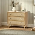 thumbnail image 4 of LuxenHome 35.4" Wide 3-Drawer Rattan Light Oak Finish Wood Dresser, 4 of 15