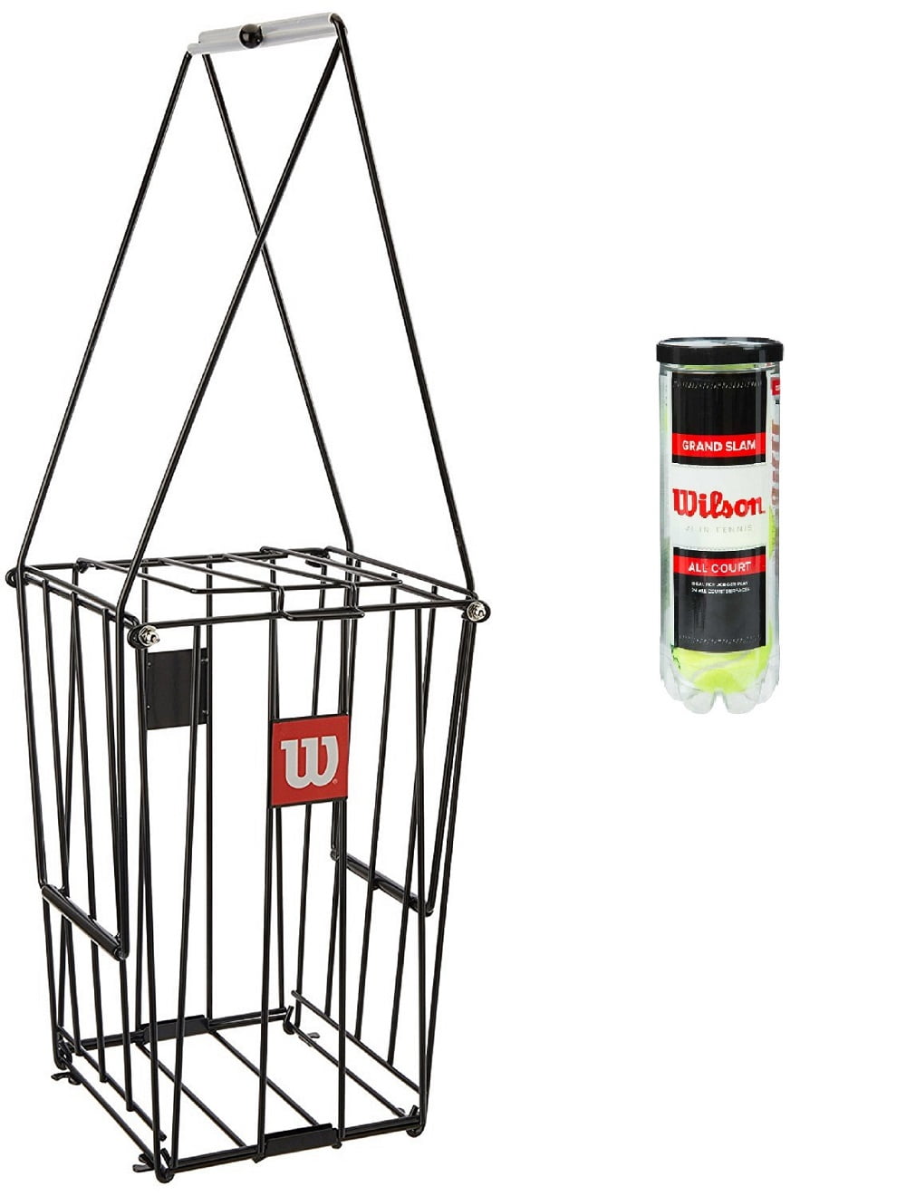 Wilson 75 Tennis Ball Pick Up Hopper + Wilson Tennis Balls 3 Ball Can