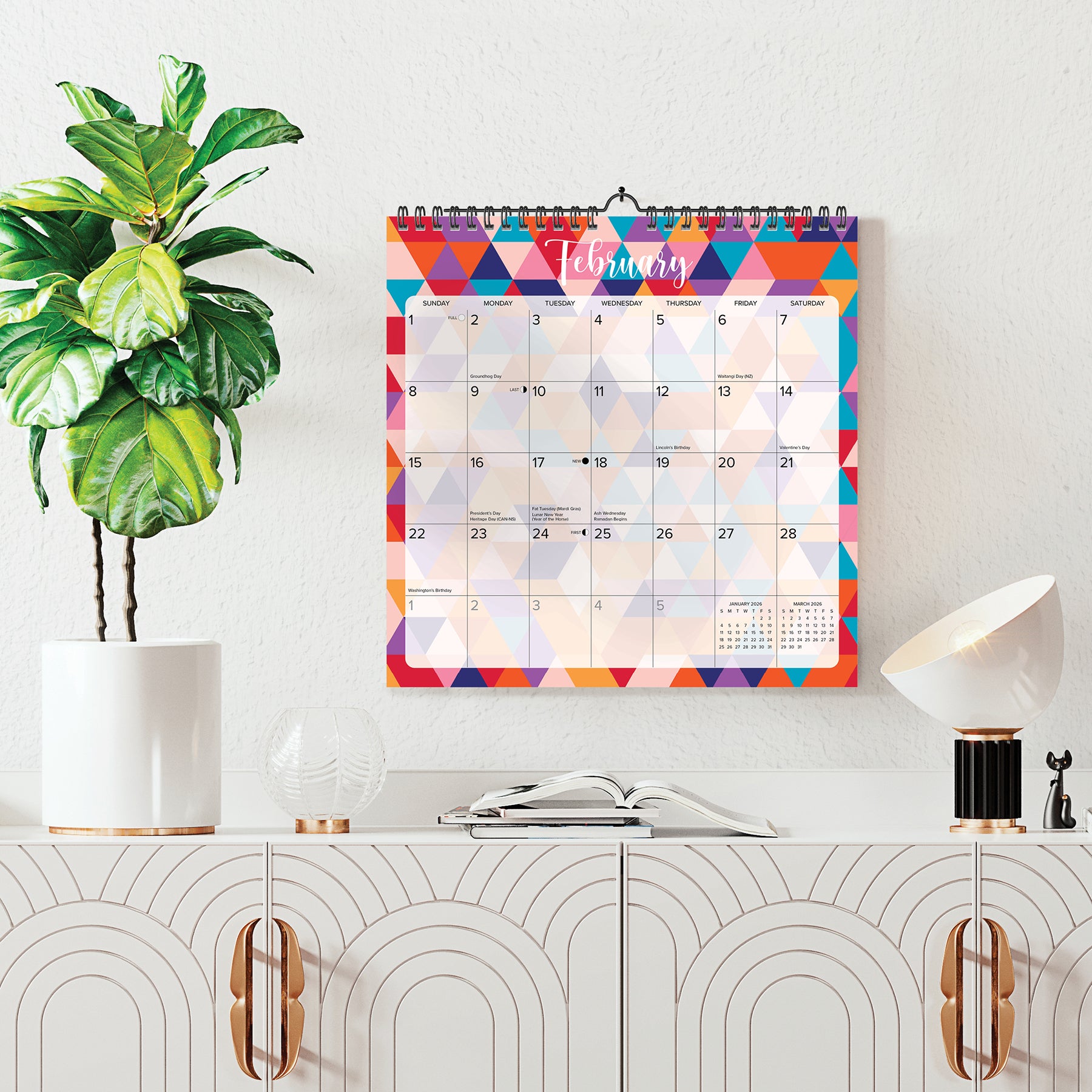 Geometric 2026 12 X 12 Spiral Wall Calendar, (Hardcover)