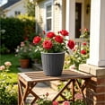 thumbnail image 4 of Small Round Plastic Flower Pot With Faux Woven Rattan Texture And Home Decor Planter For Green Plants And Succulents, 4 of 6