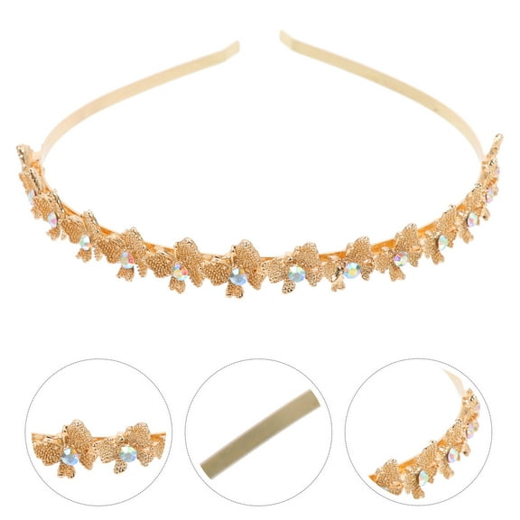 STRANDCHIC Golden Rhinestone Headband for Wedding Guest Metal Hair Accessory